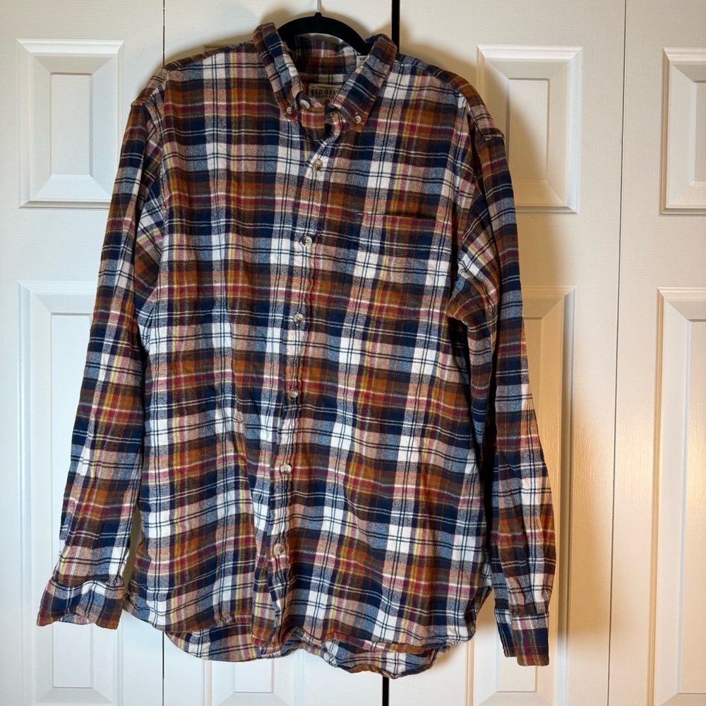 Red Head Plaid Flannel Shirt Size XL